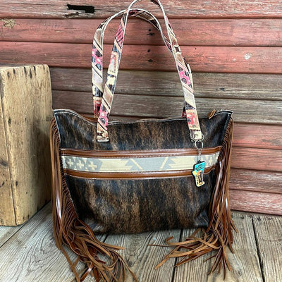 018 June - Dark Brindle w/ Pendleton-June-Western-Cowhide-Bags-Handmade-Products-Gifts-Dancing Cactus Designs
