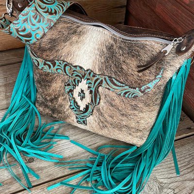 019 Annie - Brindle w/ Caracole Skull Design-Annie-Western-Cowhide-Bags-Handmade-Products-Gifts-Dancing Cactus Designs