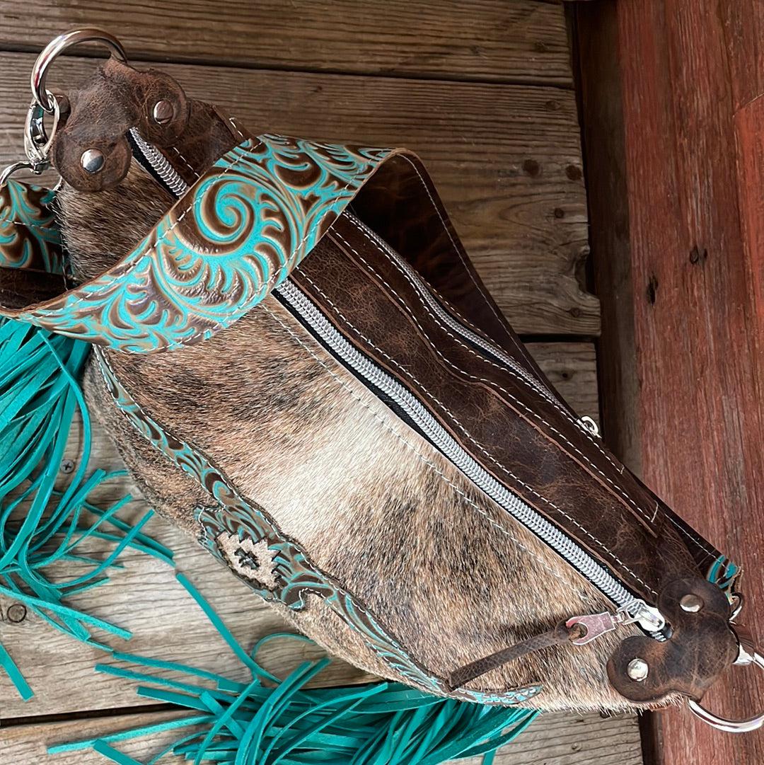 019 Annie - Brindle w/ Caracole Skull Design-Annie-Western-Cowhide-Bags-Handmade-Products-Gifts-Dancing Cactus Designs