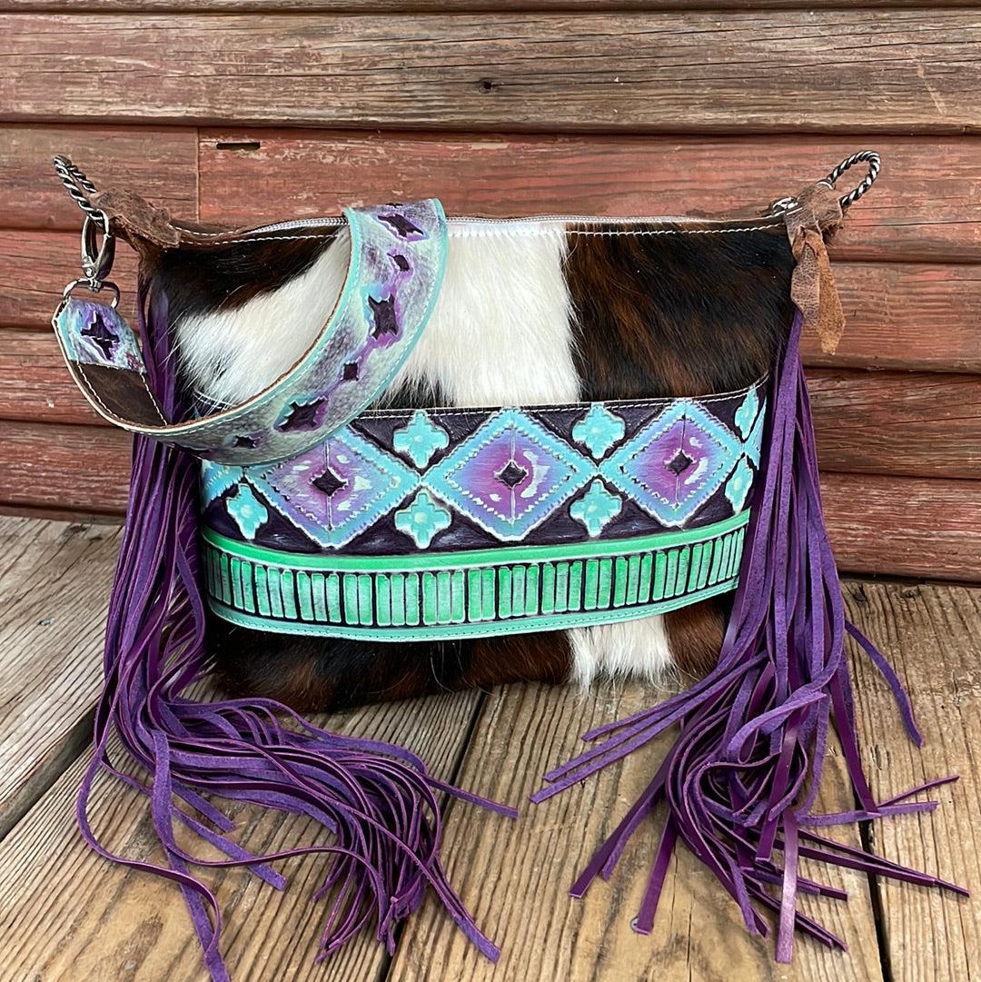 019 Annie - Tricolor w/ 90's Party Navajo-Annie-Western-Cowhide-Bags-Handmade-Products-Gifts-Dancing Cactus Designs