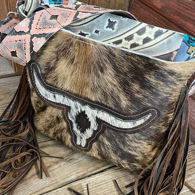 019 Gabby - Brindle w/ Skull Design-Gabby-Western-Cowhide-Bags-Handmade-Products-Gifts-Dancing Cactus Designs