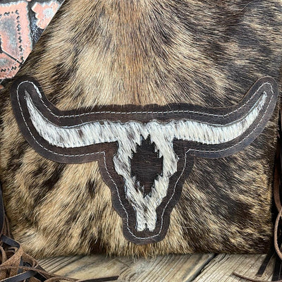 019 Gabby - Brindle w/ Skull Design-Gabby-Western-Cowhide-Bags-Handmade-Products-Gifts-Dancing Cactus Designs