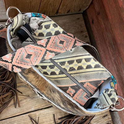 019 Gabby - Brindle w/ Skull Design-Gabby-Western-Cowhide-Bags-Handmade-Products-Gifts-Dancing Cactus Designs