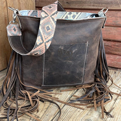 019 Gabby - Brindle w/ Skull Design-Gabby-Western-Cowhide-Bags-Handmade-Products-Gifts-Dancing Cactus Designs