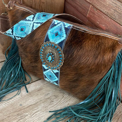 019 Oakley - Red Brindle w/ Glacier Park Navajo w/ Buckle-Oakley-Western-Cowhide-Bags-Handmade-Products-Gifts-Dancing Cactus Designs
