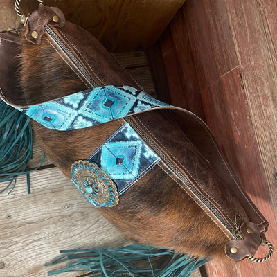 019 Oakley - Red Brindle w/ Glacier Park Navajo w/ Buckle-Oakley-Western-Cowhide-Bags-Handmade-Products-Gifts-Dancing Cactus Designs