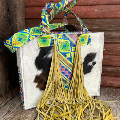 020 Clerk - Tricolor w/ Neon Trip-Clerk-Western-Cowhide-Bags-Handmade-Products-Gifts-Dancing Cactus Designs