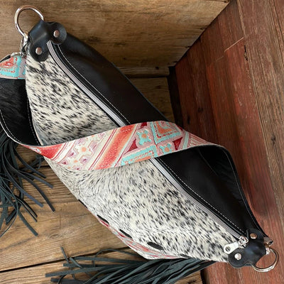 020 Oakley - B&W Speckle w/ Fiesta Navajo-Oakley-Western-Cowhide-Bags-Handmade-Products-Gifts-Dancing Cactus Designs