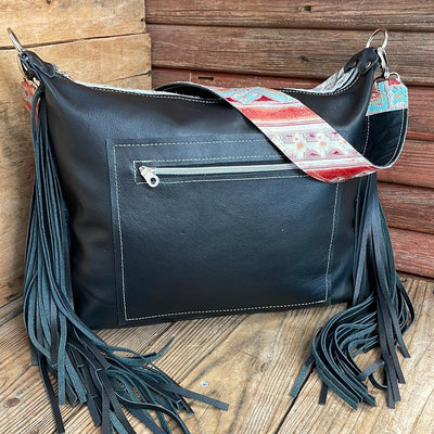 020 Oakley - B&W Speckle w/ Fiesta Navajo-Oakley-Western-Cowhide-Bags-Handmade-Products-Gifts-Dancing Cactus Designs