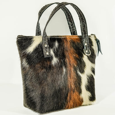 021 Feed Bag - Tricolor w/ Onyx Tool-Feed Bag-Western-Cowhide-Bags-Handmade-Products-Gifts-Dancing Cactus Designs