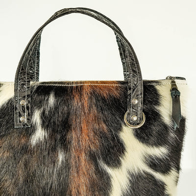 021 Feed Bag - Tricolor w/ Onyx Tool-Feed Bag-Western-Cowhide-Bags-Handmade-Products-Gifts-Dancing Cactus Designs