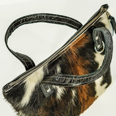 021 Feed Bag - Tricolor w/ Onyx Tool-Feed Bag-Western-Cowhide-Bags-Handmade-Products-Gifts-Dancing Cactus Designs