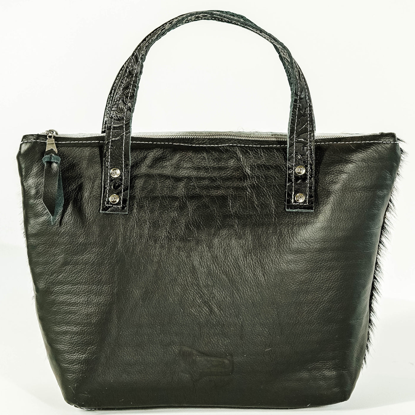 021 Feed Bag - Tricolor w/ Onyx Tool-Feed Bag-Western-Cowhide-Bags-Handmade-Products-Gifts-Dancing Cactus Designs