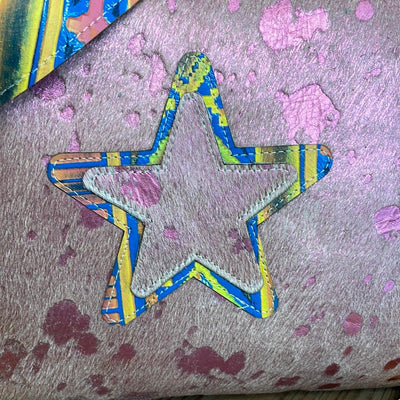 022 Oakley - Pink Acid w/ Neon Trip Star Design-Oakley-Western-Cowhide-Bags-Handmade-Products-Gifts-Dancing Cactus Designs