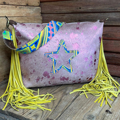 022 Oakley - Pink Acid w/ Neon Trip Star Design-Oakley-Western-Cowhide-Bags-Handmade-Products-Gifts-Dancing Cactus Designs