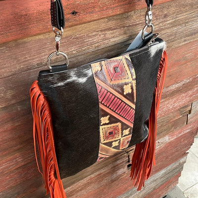 023 Shania - Chocolate & White w/ Summit Fire-Shania-Western-Cowhide-Bags-Handmade-Products-Gifts-Dancing Cactus Designs