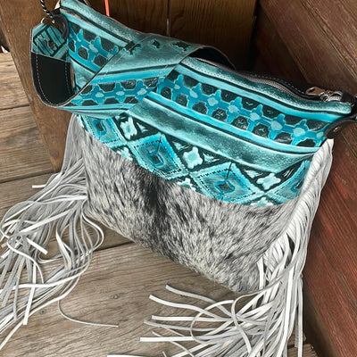 024 Wynonna - Salt/Pepper w/ Turquoise Matrix Navajo-Wynonna-Western-Cowhide-Bags-Handmade-Products-Gifts-Dancing Cactus Designs