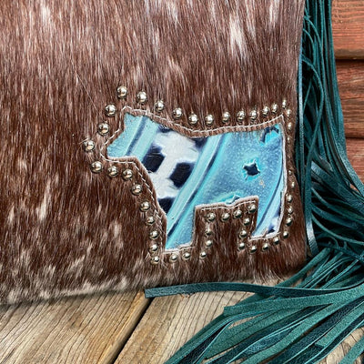 026 Oakley - Longhorn w/ Glacier Park Navajo w/ Cow-Oakley-Western-Cowhide-Bags-Handmade-Products-Gifts-Dancing Cactus Designs