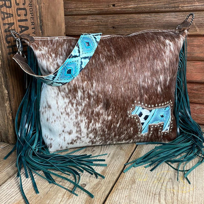 026 Oakley - Longhorn w/ Glacier Park Navajo w/ Cow-Oakley-Western-Cowhide-Bags-Handmade-Products-Gifts-Dancing Cactus Designs