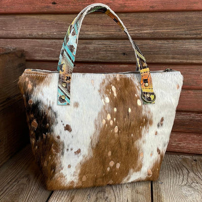 027 Feed Bag - Tricolor Acid w/ Aurora Navajo-Feed Bag-Western-Cowhide-Bags-Handmade-Products-Gifts-Dancing Cactus Designs