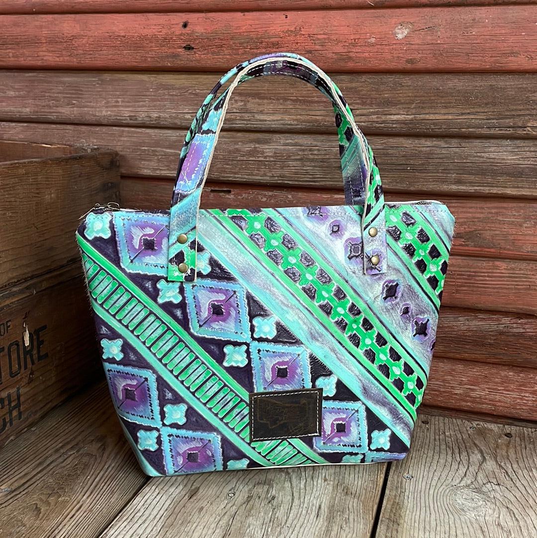 029 Feed Bag - Brindle w/ 90's Party-Feed Bag-Western-Cowhide-Bags-Handmade-Products-Gifts-Dancing Cactus Designs