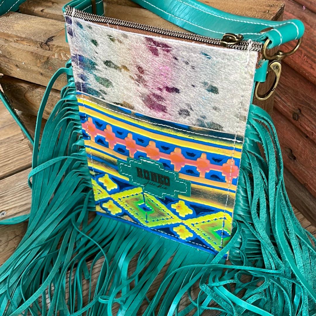 030 Carrie - Rainbow w/ Neon Trip Aztec-Carrie-Western-Cowhide-Bags-Handmade-Products-Gifts-Dancing Cactus Designs