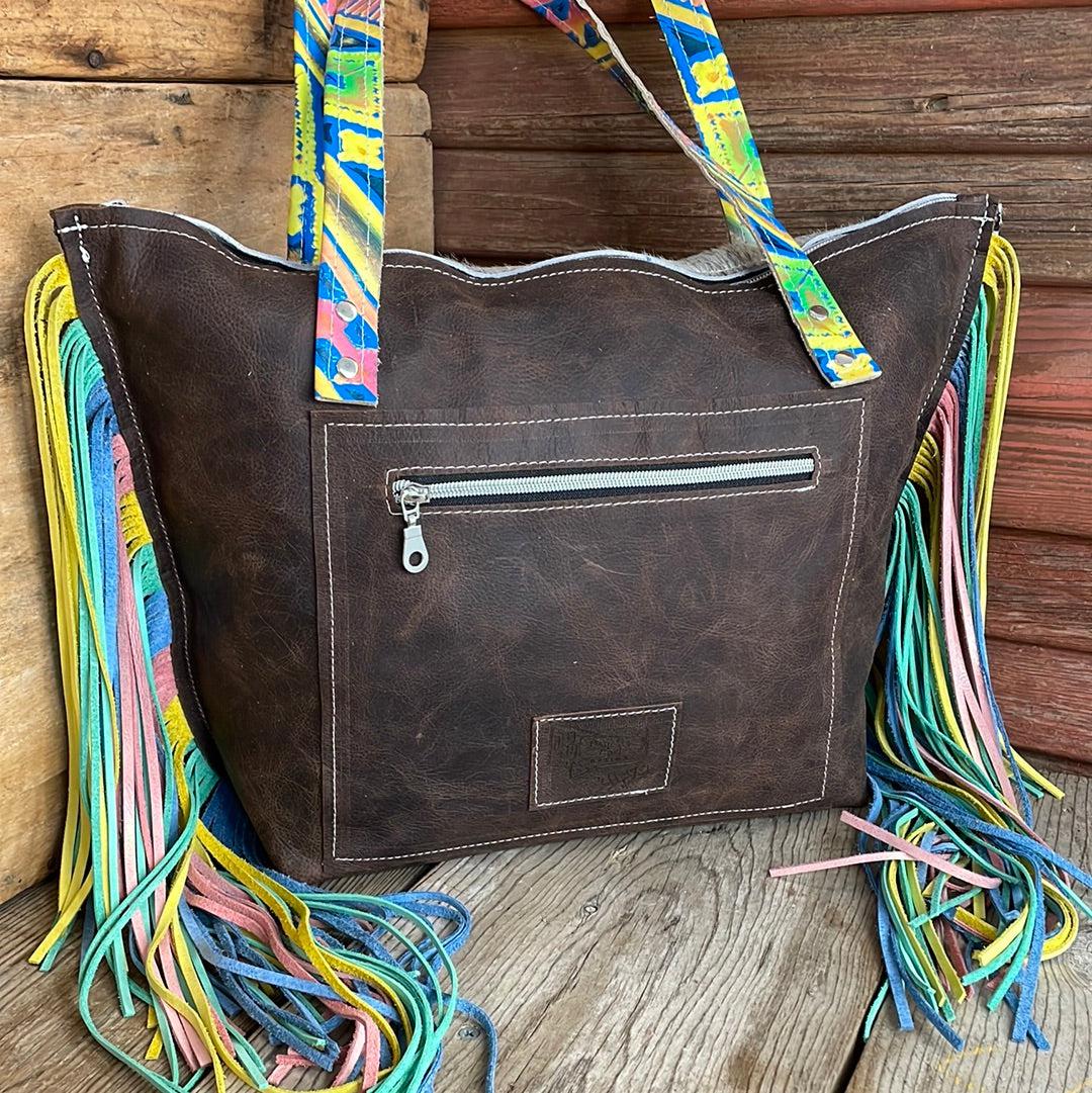 030 June - Grey Brindle w/ Two Dollar Pistol-June-Western-Cowhide-Bags-Handmade-Products-Gifts-Dancing Cactus Designs