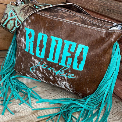 031 Maren - Longhorn w/ Handpainted Rodeo Junkie Design-Maren-Western-Cowhide-Bags-Handmade-Products-Gifts-Dancing Cactus Designs