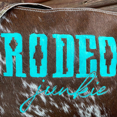 031 Maren - Longhorn w/ Handpainted Rodeo Junkie Design-Maren-Western-Cowhide-Bags-Handmade-Products-Gifts-Dancing Cactus Designs