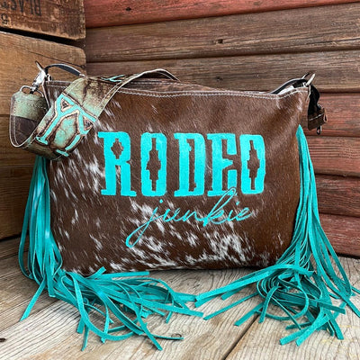 031 Maren - Longhorn w/ Handpainted Rodeo Junkie Design-Maren-Western-Cowhide-Bags-Handmade-Products-Gifts-Dancing Cactus Designs