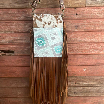 032 Carrie - Longhorn w/ Turquoise Sand Aztec-Carrie-Western-Cowhide-Bags-Handmade-Products-Gifts-Dancing Cactus Designs