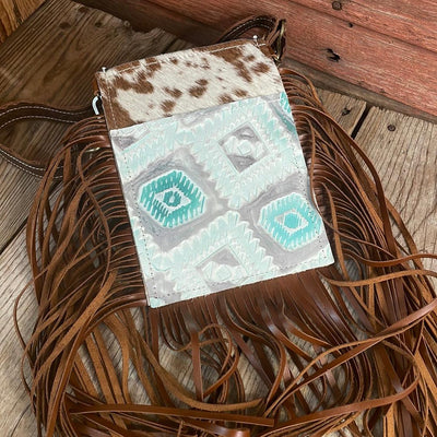 032 Carrie - Longhorn w/ Turquoise Sand Aztec-Carrie-Western-Cowhide-Bags-Handmade-Products-Gifts-Dancing Cactus Designs
