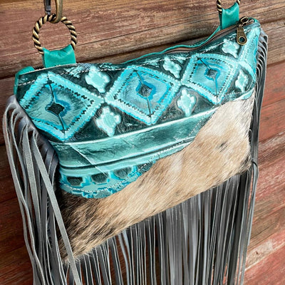 032 Patsy - Brindle w/ Turquoise Matrix-Patsy-Western-Cowhide-Bags-Handmade-Products-Gifts-Dancing Cactus Designs