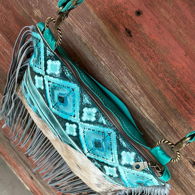 032 Patsy - Brindle w/ Turquoise Matrix-Patsy-Western-Cowhide-Bags-Handmade-Products-Gifts-Dancing Cactus Designs