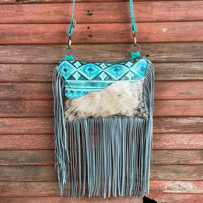 032 Patsy - Brindle w/ Turquoise Matrix-Patsy-Western-Cowhide-Bags-Handmade-Products-Gifts-Dancing Cactus Designs