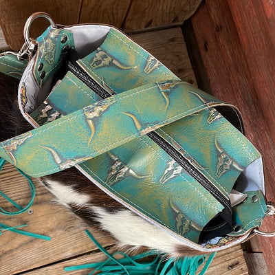 033 Gabby - Tricolor w/ Margarita Skulls-Gabby-Western-Cowhide-Bags-Handmade-Products-Gifts-Dancing Cactus Designs