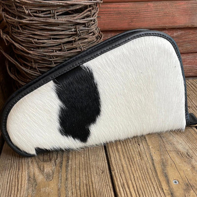 033 Large Pistol Case - Black & White w/-Large Pistol Case-Western-Cowhide-Bags-Handmade-Products-Gifts-Dancing Cactus Designs