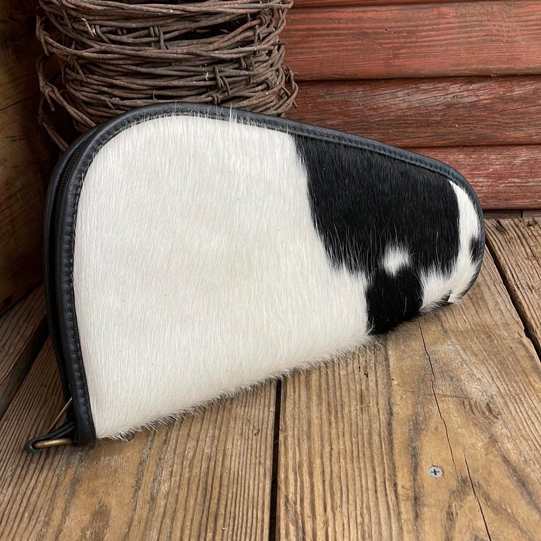 033 Large Pistol Case - Black & White w/-Large Pistol Case-Western-Cowhide-Bags-Handmade-Products-Gifts-Dancing Cactus Designs