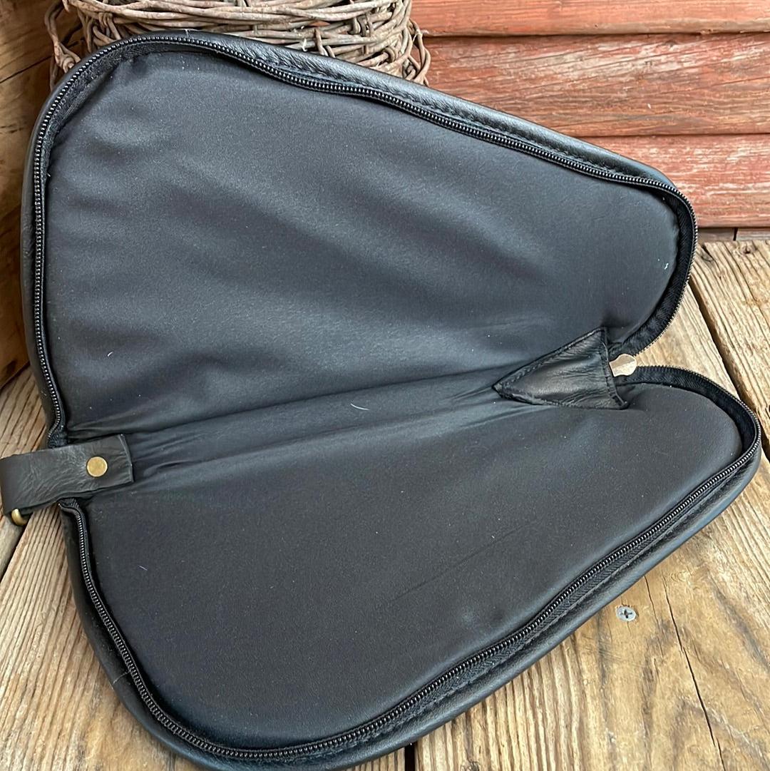 034 Large Pistol Case - Black & White w/-Large Pistol Case-Western-Cowhide-Bags-Handmade-Products-Gifts-Dancing Cactus Designs