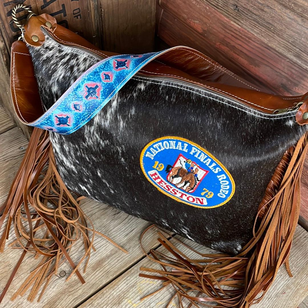 034 Oakley - Black & White w/ 79' NFR Patch-Oakley-Western-Cowhide-Bags-Handmade-Products-Gifts-Dancing Cactus Designs