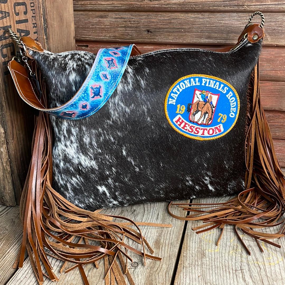 034 Oakley - Black & White w/ 79' NFR Patch-Oakley-Western-Cowhide-Bags-Handmade-Products-Gifts-Dancing Cactus Designs