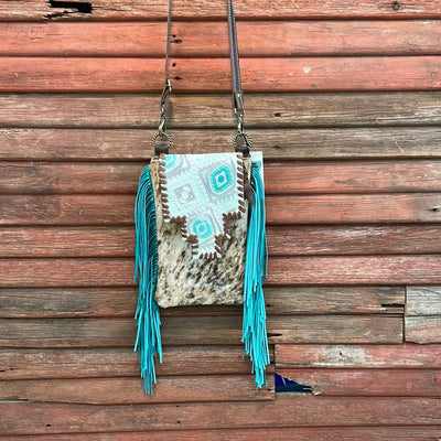 034 Tammy - Brindle w/ Turquoise Sand Aztec Flap-Tammy-Western-Cowhide-Bags-Handmade-Products-Gifts-Dancing Cactus Designs