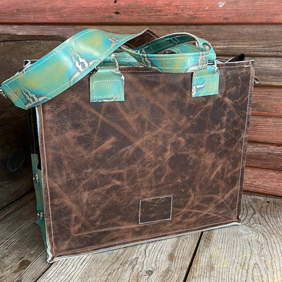 035 Clerk - Brindle w/ Margarita Skulls-Clerk-Western-Cowhide-Bags-Handmade-Products-Gifts-Dancing Cactus Designs