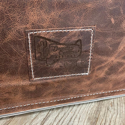035 Clerk - Brindle w/ Margarita Skulls-Clerk-Western-Cowhide-Bags-Handmade-Products-Gifts-Dancing Cactus Designs