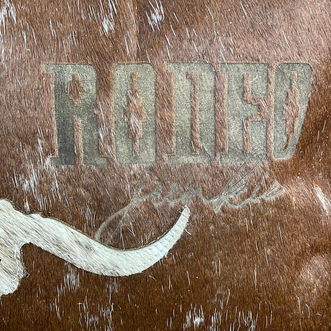 036 Maren - Longhorn w/ Skull & Rodeo Junkie Design-Maren-Western-Cowhide-Bags-Handmade-Products-Gifts-Dancing Cactus Designs