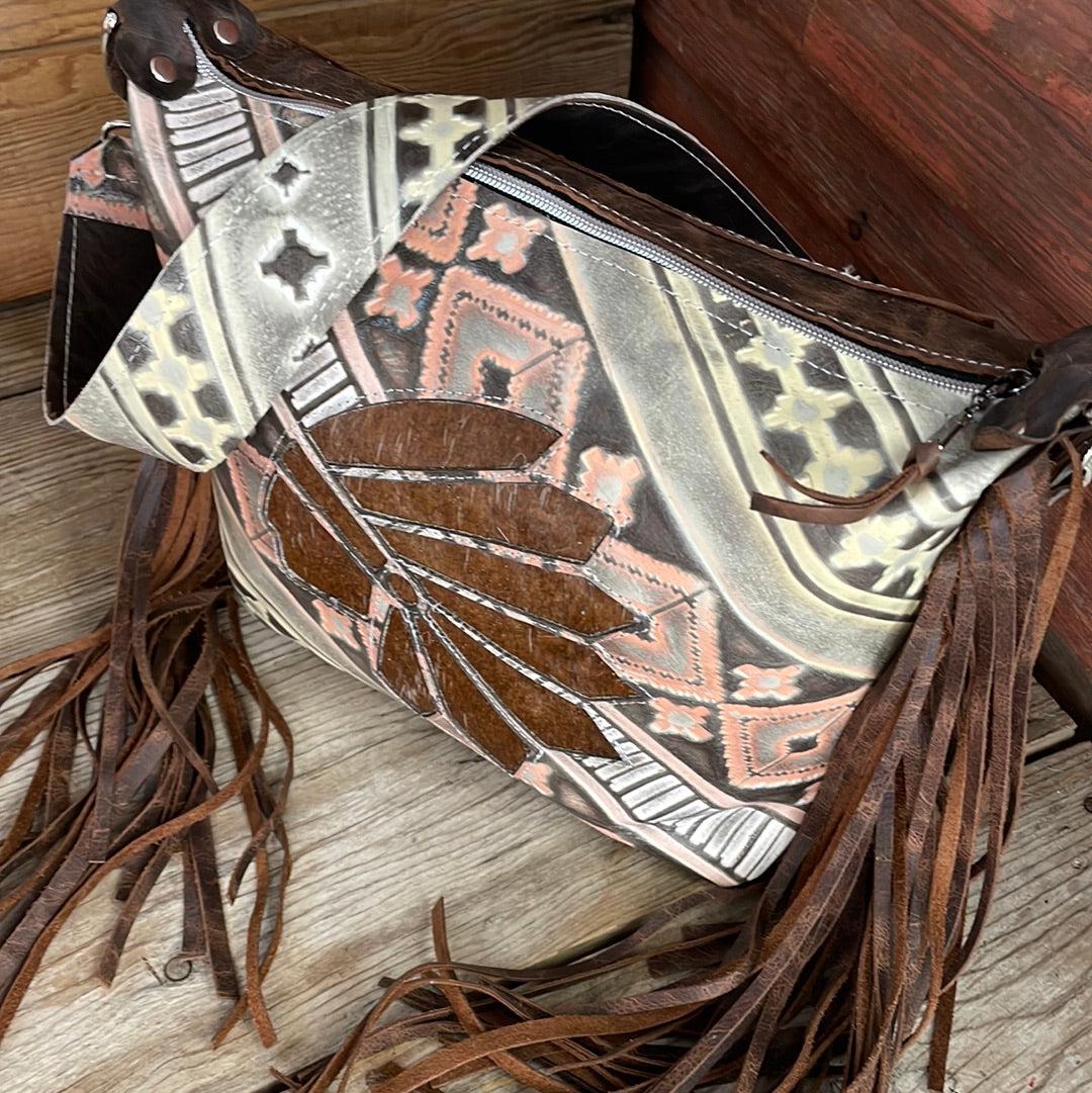 037 Annie - Adobe Navajo w/ Headdress Design-Annie-Western-Cowhide-Bags-Handmade-Products-Gifts-Dancing Cactus Designs