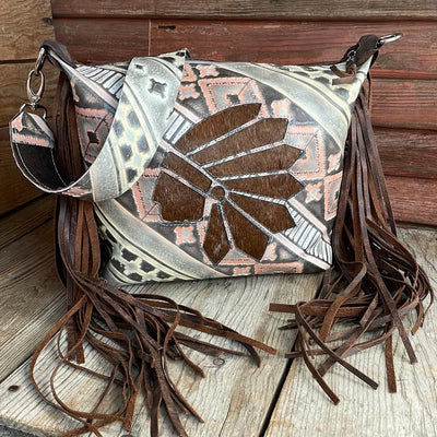 037 Annie - Adobe Navajo w/ Headdress Design-Annie-Western-Cowhide-Bags-Handmade-Products-Gifts-Dancing Cactus Designs