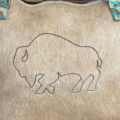 040 June - Palomino w/ Agave Laredo & Buffalo Design-June-Western-Cowhide-Bags-Handmade-Products-Gifts-Dancing Cactus Designs