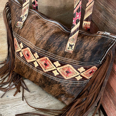 041 June - Brindle w/ Summit Fire-June-Western-Cowhide-Bags-Handmade-Products-Gifts-Dancing Cactus Designs