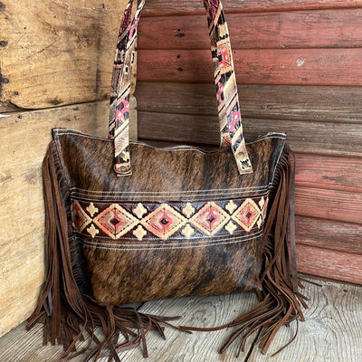 041 June - Brindle w/ Summit Fire-June-Western-Cowhide-Bags-Handmade-Products-Gifts-Dancing Cactus Designs